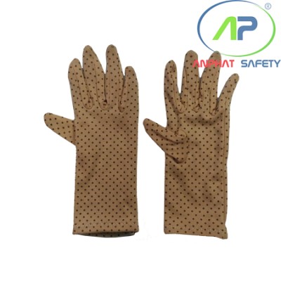 Găng tay thời trang chấm bi đi nắng 2 lớp 25cm